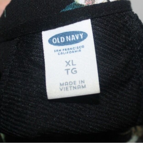 Old Navy Black Floral Cold Shoulder Dress with Pleated Bodice SzXL Keyhole - Picture 9 of 10